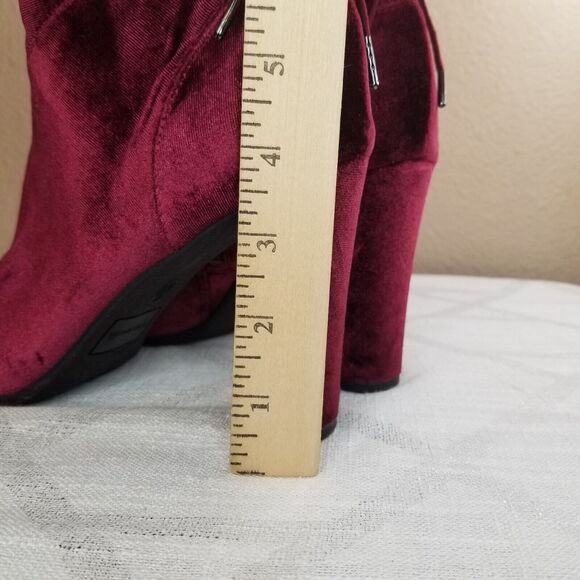 Francesca's Wine Burgundy Velvet Sock Ankle Boots Bootie Retro Size 10 - Picture 13 of 13